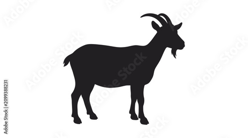 Fotografía Black goat silhouette against a white background a simple animal silhouette