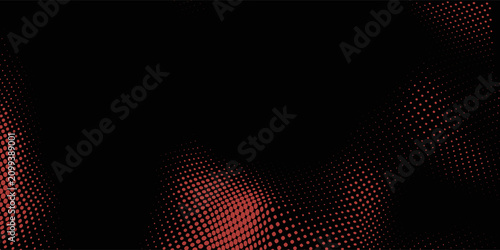 Fotografía Red abstract wave pattern with fading halftone dots and elegant gradient texture