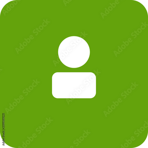 Minimalist user profile icon on vibrant green background. Simple avatar placeholder for apps and digital interfaces.