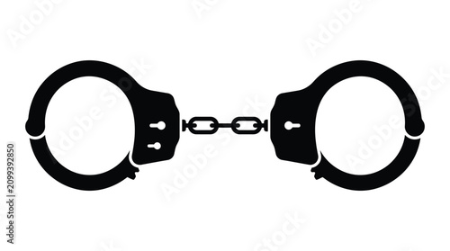 Φωτογραφία Handcuffs In Black Silhouette restraints arrest security