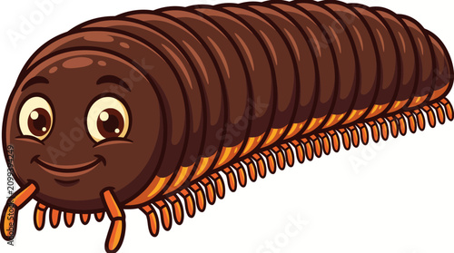 Foto Cute cartoon millipede insect with big eyes