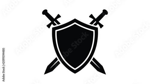Foto Shield And Crossed Swords Graphic Black Silhouette