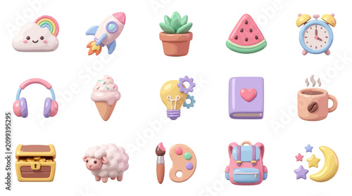 Fotografia Colorful icons of various sweet treats.