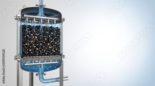 Activated Carbon Water Filter Cutaway With Copy Space