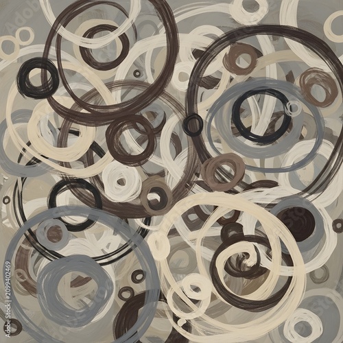 Abstract background with hand painted circular brush strokes in neutral earth tones