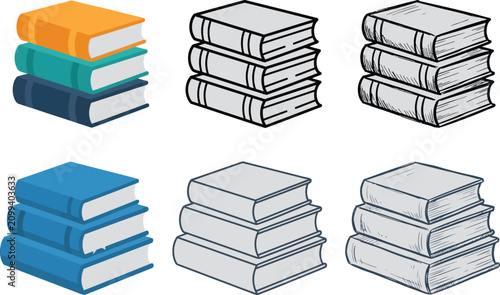Foto Stack of books icon set