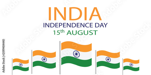Foto India Independence Day Celebration: A vibrant depiction of India's Independence Day, featuring the national flag and the inscription INDIA INDEPENDENCE DAY 15th AUGUST celebrating national pride