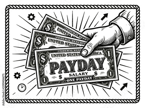 Payday loan cash hand holding money isolated on transparent background, Vector