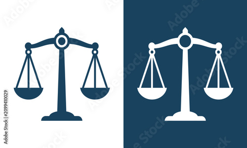 Canvas Print Scales of justice icon a two tone graphic representation of balance and legal pr