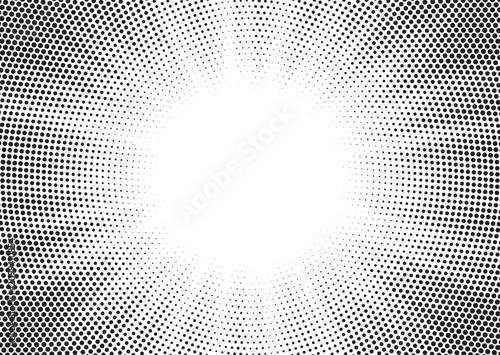 Halftone sunburst with monochrome vector dots, pop-art comic style, star rays, radiant shine, explosion effect, and vintage poster texture.