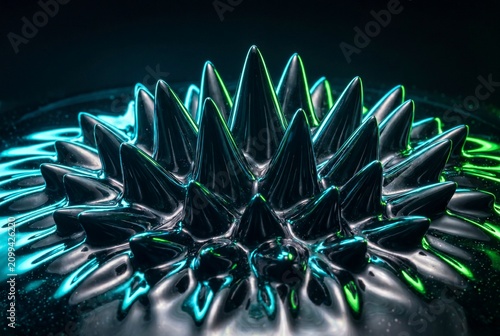 Nanotechnology Liquid Metal Matrix Landscape with Cyan Laser Edge Highlights
