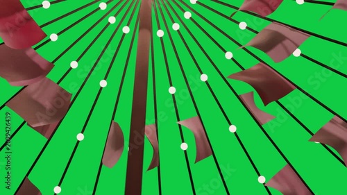 Kinetic mobile, wind causing pennants flapping, rotating, showing airflow on transparent background