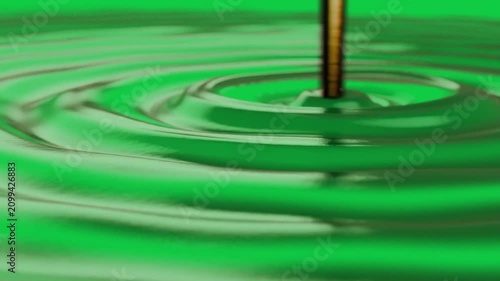Syrup pouring from column, hitting pool forming ripples, showing decay on transparent background
