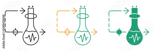 Chemical Process Monitoring Flask Signal Icon Set Outline Glyph