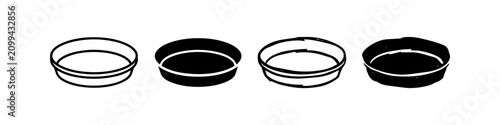 Tableau sur toile Minimalist black and white hand-drawn icons of round baking pans
