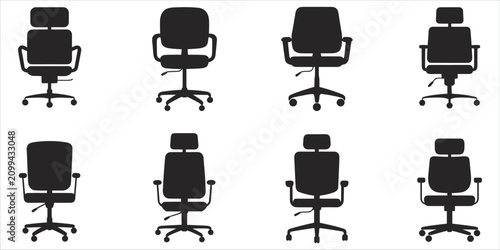 Photos Assortment of office chair silhouettes with headrests and armrests chairs furnit