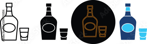 Εκτύπωση καμβά A collection of four distinct bottle and shot glass icons