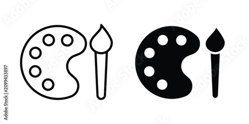 Artist color palette icon in black and white, best for Business