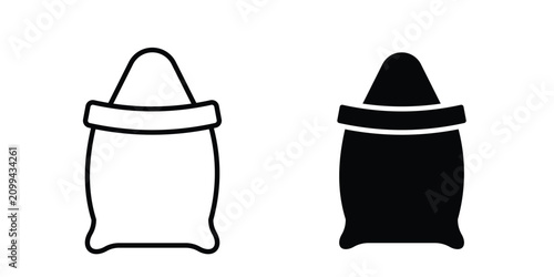Tableau sur toile Grain sack icon in black and white, best for Business
