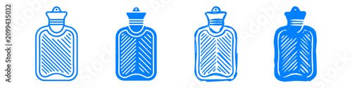 Fotografía Four blue hot water bottle icons in hand-drawn sketch styles
