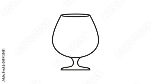 Tableau sur toile Minimalist outline illustration of a brandy snifter glass icon.