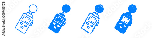 Obraz na plátne Set of four blue light meter icons in outline, solid, and hand-drawn styles