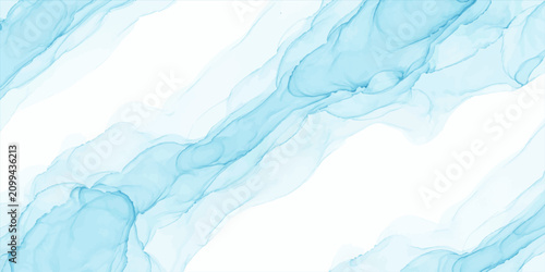 Fotografía Abstract Blue Watercolor Waves Background with Frosty Ice Texture, Ocean Surface
