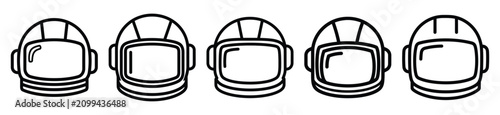 laughing space helmet drawing line art symbol and funny outline vector icon set.