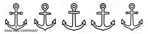 Foto silly anchor drawing line art symbol and funny outline vector icon set