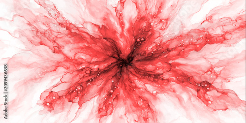 Abstract Red Watercolor Background with Soft Splashes and Floral Petal Texture Inspired by Carnation, Nature, Fresh Color, Love, and Artistic Macro Patterns