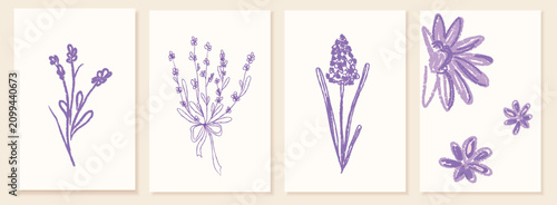 Tableau sur toile Summer watercolor pastel flower set