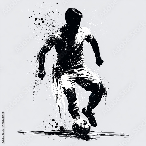 Illustration of Soccer Player Silhouette. Football player 