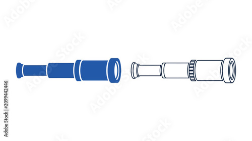Canvastavla Telescope Components Flat Blue Vector Illustration On White Background
