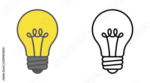 Foto Two Light Bulbs A Colored And A Line art Illustration