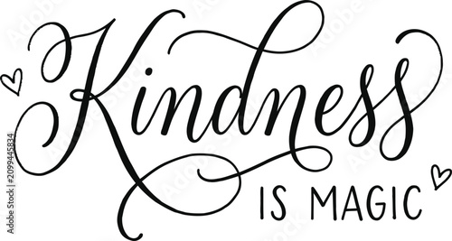 Фотография Kindness Is Magic elegant calligraphy quote with hearts celebrating compassion l