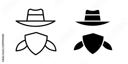 фотографія Cowboy icon in outline and solid style, isolated on white background