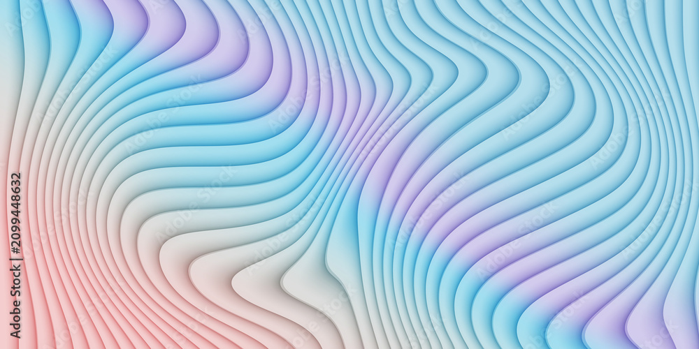 Fototapeta premium Soft pastel liquid waves background featuring diagonal color transition in blue violet and coral shades.