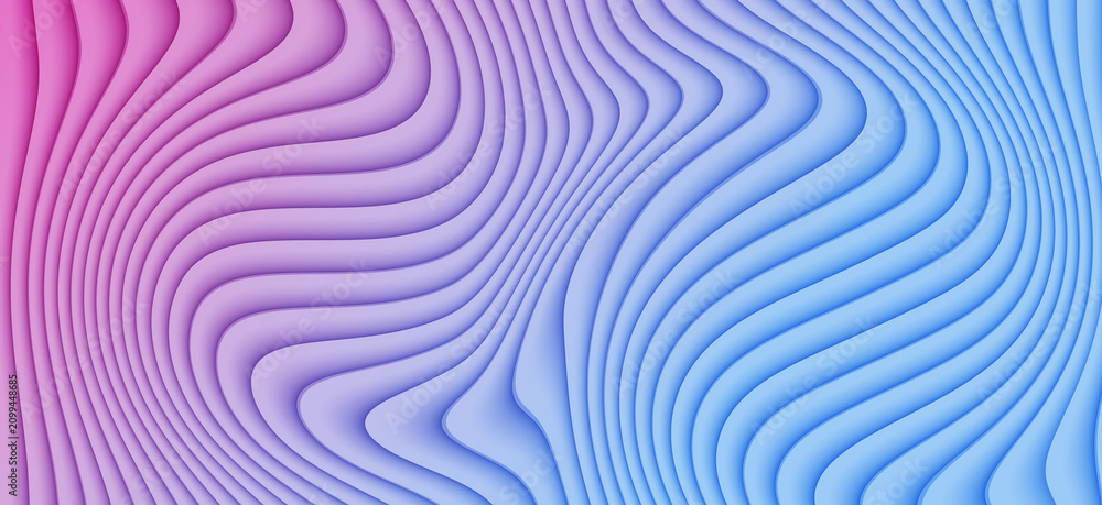 Fototapeta premium Smooth wavy abstract background with a pink to blue gradient, featuring soft curves and a modern aesthetic.