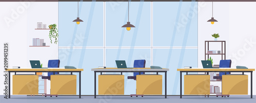Cuadro en lienzo Modern office,modern coworking area office interior empty no people open space c