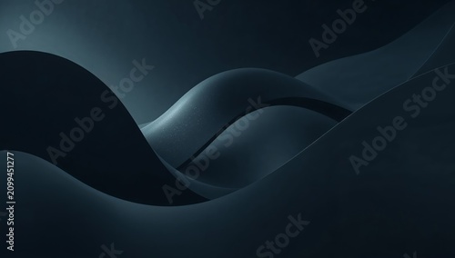 Curved Shapes Create Smooth Waves in Dark Tones With Subtle Light
