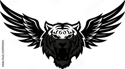 Tableau sur toile Black and white winged tiger.