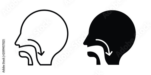 Canvas Print Swallowing reflex icon black and white pictogram set