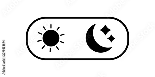 Fotografie Day and night mode toggle switch icon with sun and crescent moon symbols
