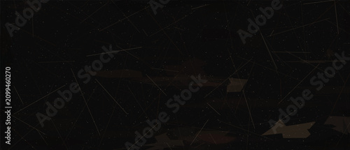 Canvas Print Dark abstract background with scattered stars and faint polygonal shapes with warm brown and orange tones, textured with fine lines across deep cosmic space