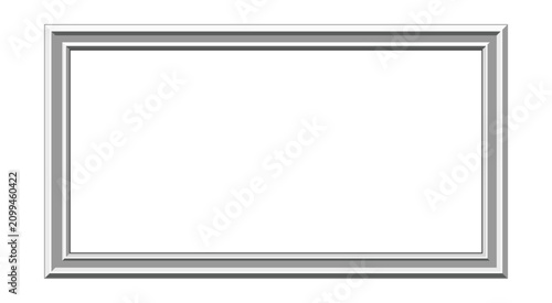 Принти на полотні Silver rectangular frame with beveled edges a three dimensional object on a whit