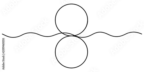 Konstfotografi Minimalist black line art illustration featuring two stacked circles intersected