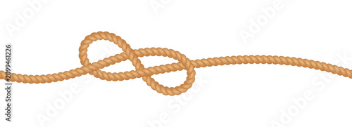 Fotografie Figure eight rope knot, vector marine string line