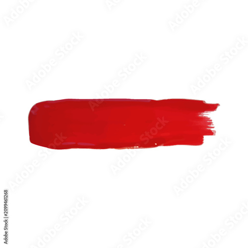 Red paint brush stroke, 3d realistic horizontal oil acrylic paint stripe, textured dye artistic creative vector design