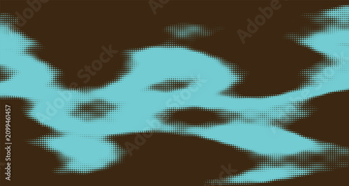 Billede på lærred Halftone wave pattern with teal and brown coloration a repeating abstract design