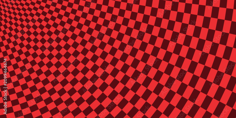 Foto Red and black checkered pattern with a warped perspective creating a dynamic vis